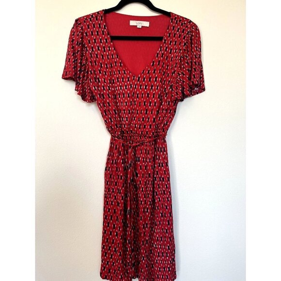 LOFT Comfortable Relaxed Red Midi Dress S - Picture 3 of 5